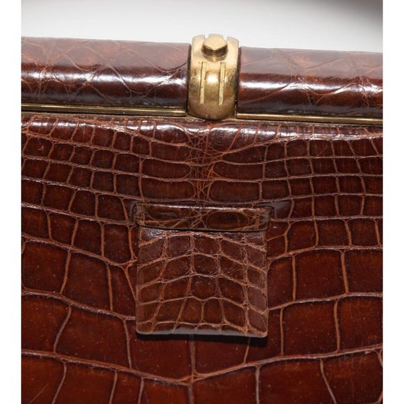 Vintage Lucille de Paris Brown Alligator Top Handle Bag - Picture 2 of 7